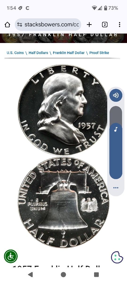 1957 Uncirculated Half Dollar Silver Coin