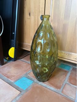 Large stained green glass vase