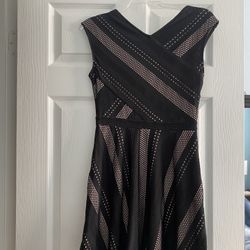 BCBG Cocktail Black  Flirty Fit & Flare Dress Short- Size Small