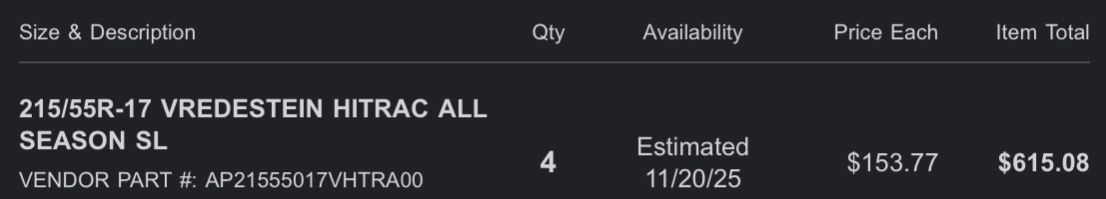 215/55R-17 VREDESTEIN HITRAC ALL SEASON SL Tires, Brand New