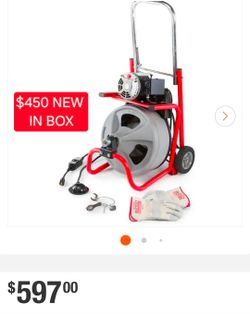 ✨️ RIDGID K-400 Drain Cleaning Snake Auger 120-Volt Drum Machine with C-32IW 3/8 in. x 75 ft. Cable + 4-Piece Tool Set & Gl #3631
