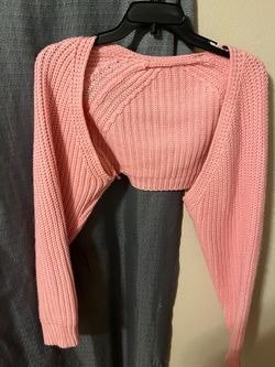 Pink Knit Cropped Shrug Sweater