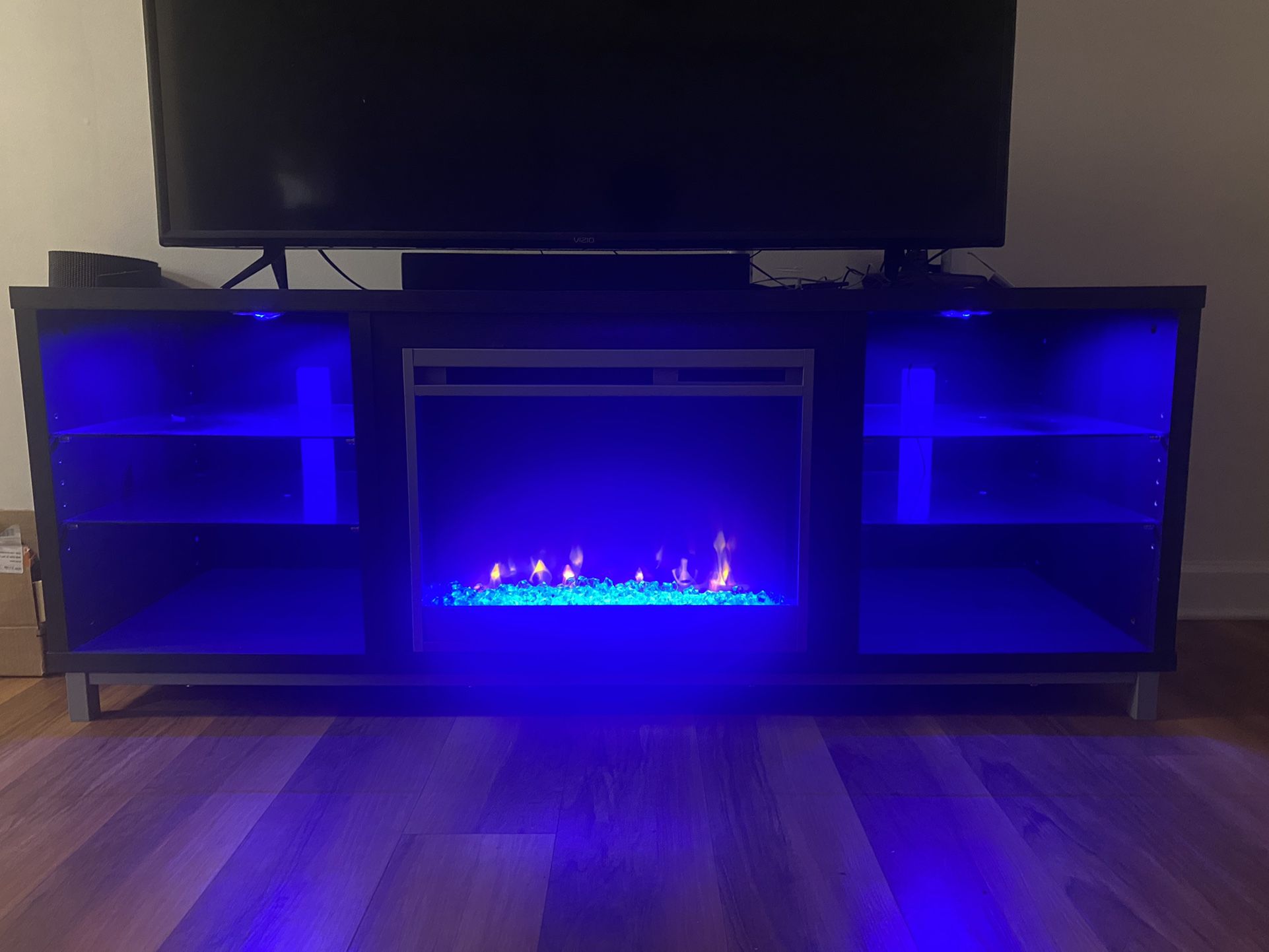 70 Inch TV Stand W/ Electric Fire Place