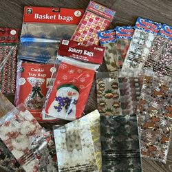 Assortment Of Christmas Decorated Goodies Bags 