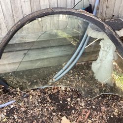 FREE Beveled 54” Wide Broken Glass; Can Be But To Be Used For 1/2 Moon Shape Glass Console Or Table.