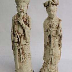Vintage Chinese Emperor & Empress Sculptures