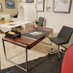 Vintage 1960s Rosewood and Chrome Desk by St. Marie & Laurent