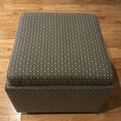 Pair Of beautiful deep Forest Green And Gold Classic Patterned Storage Ottomans