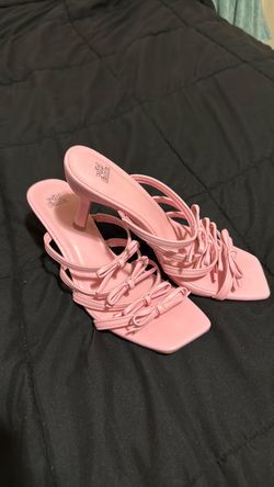 Pink Strappy Bow Heeled Sandals