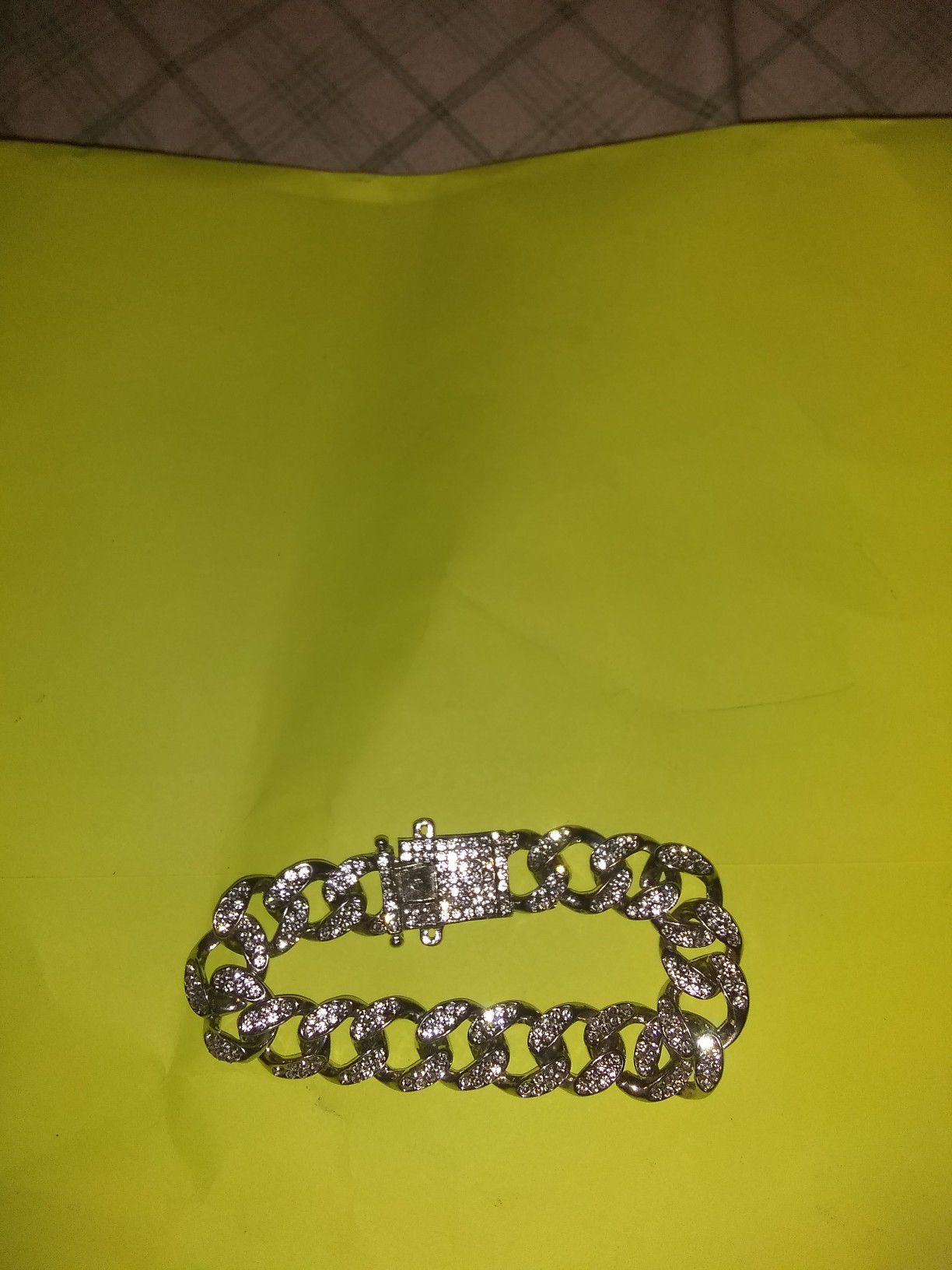 Silver iced out bracelet