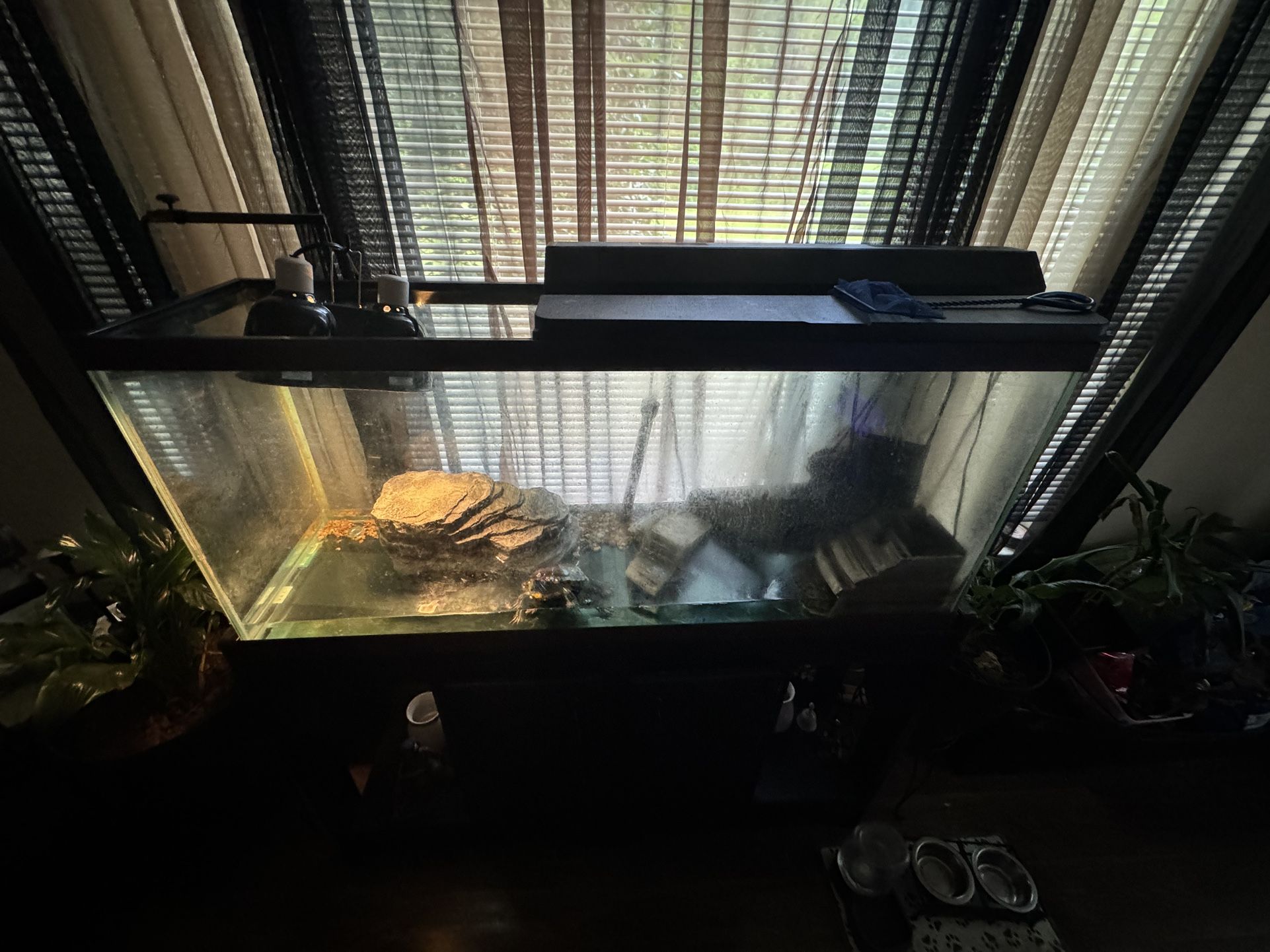 Tetra Glass Aquarium 55 Gallon Fish/Turtle Tank With Heat Lamp