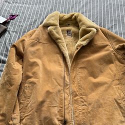 authentic suede jacket faux fur mens size XL