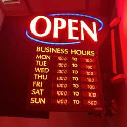 LED electronic Open sign with adjustable days and hours.  These things go for around $300 new. This one’s in great shape and works great. Bright and b