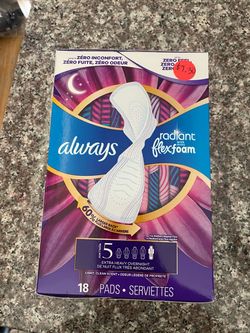 Always Radiant Flexfoam Overnight Pads Size 5 – 18 Count