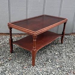 Vintage Antique Wood 2 Tier Coffee Table