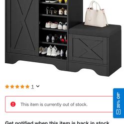 Farmhouse Shoe Cabinet with Sliding Door Shoe Bench, 5-Tier Shoe Storage Cabinet with Adjustable Shelves for 20 Pairs, Narrow Slim Shoe Cabinet for En