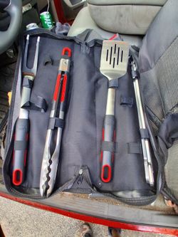 Stainless Steel BBQ Grill Tool Set with Case