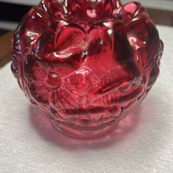 Cranberry California Poppy Pattern Base Made By Fenton