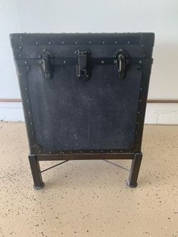 POTTERY BARN Black Trunk Side Table Storage Nightstand