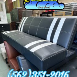 Black White Faux Leather Sofa Futon Couch Nuevo 