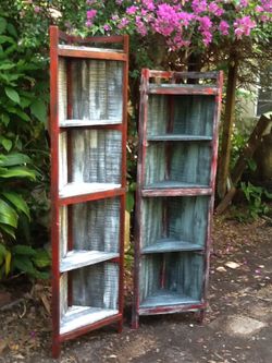Rustic solid wood corner shelves