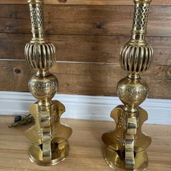 Pair Of Gorgeous Brass Chinese Lamps