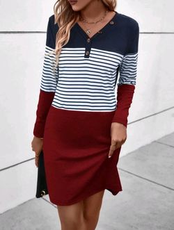 🟥XL Striped Shirt Dress