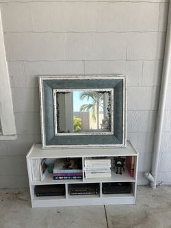 Distressed Teal Farmhouse Mirror – 30x35”