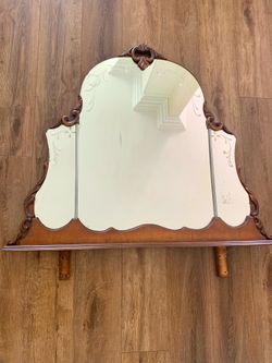Antique Dresser Mirror with Etched Glass