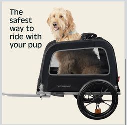 R etrospec Rover Waggin' Pet and Dog Bike Trailer with Weather-Resistant Canopy & Mesh Shield - Foldable Frame, 16in Wheels with Storage Pouch & Inter