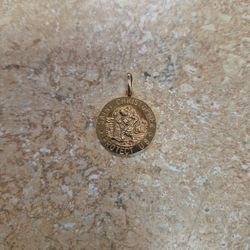 14k Yellow Gold Saint Christopher Pendant 