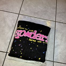 Sp5der Hoodie, Spider Pink, Color Black, Size L
