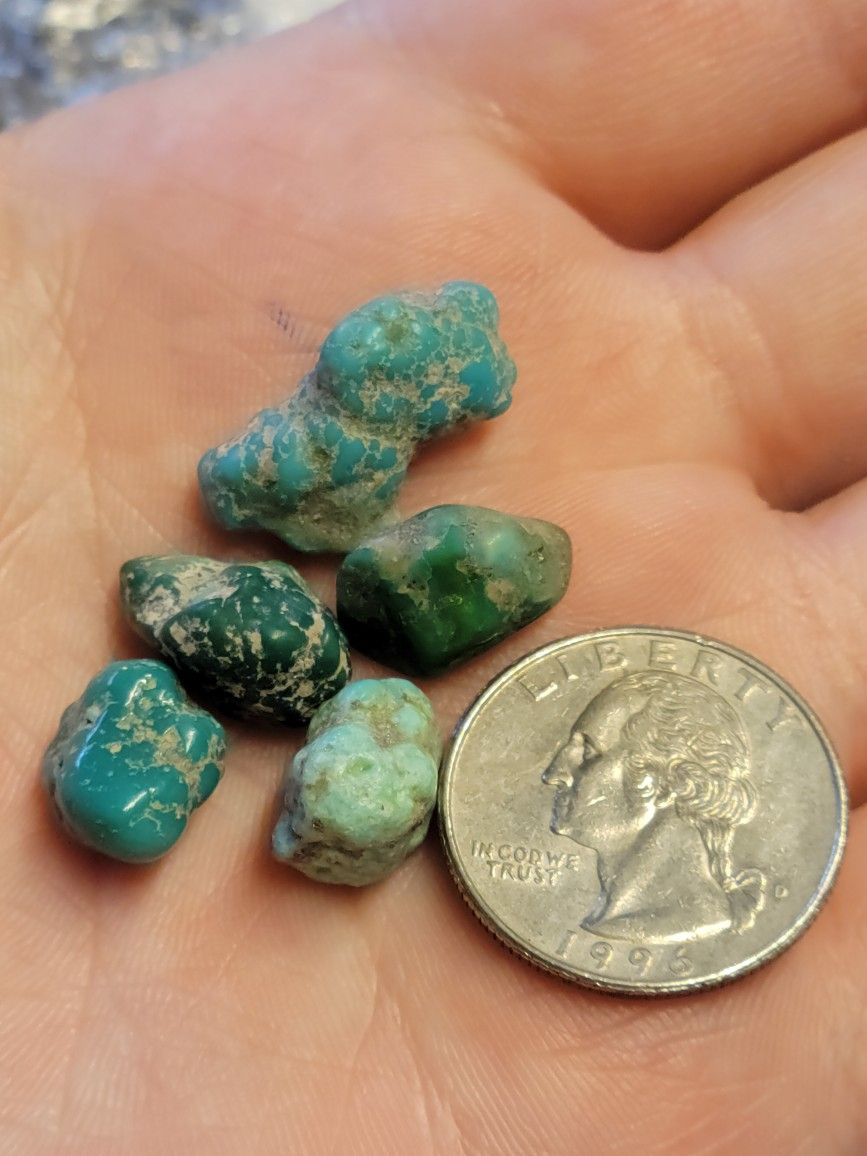 9.18g Turquoise Rough Polished Nugget Crystals (Arizona) Lot Natural Stones 5pcs