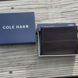 Cole Haan Brown Leather Wallet with Box - Great Gift! 