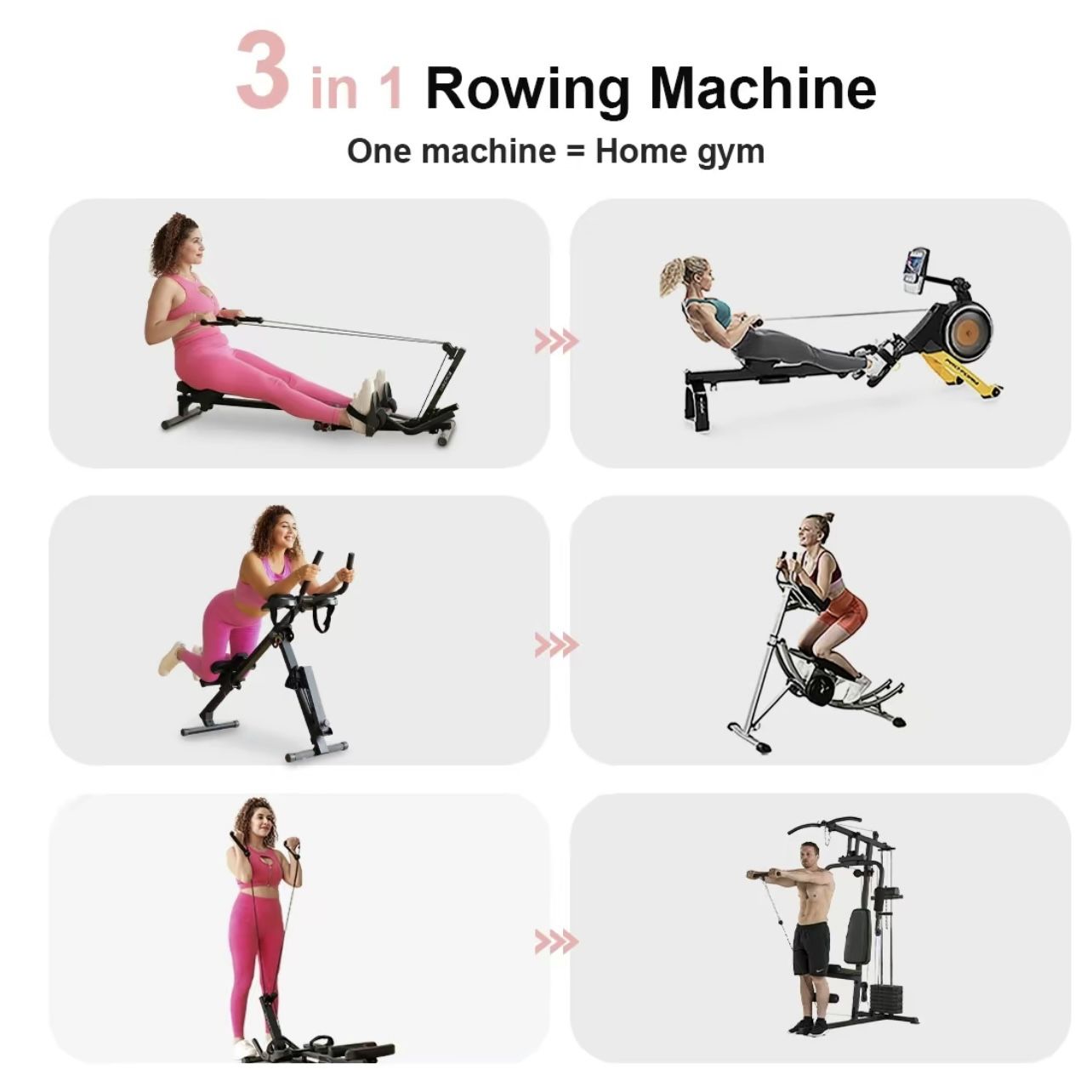 2-in-1 Ab & Rowing Machine – Adjustable, Foldable, Like New!