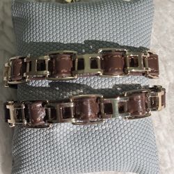 BCBG Brown Leather and Gold Bracelet