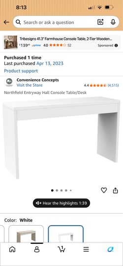 White table desk / vanity table