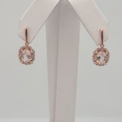 10k Gold Diamond Morganite Earrings 