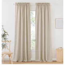 🪟✨ RYB HOME Linen Blend Curtains – 90” Long – 2 Panels Add an elegant farmhouse touch to your space! 🌾