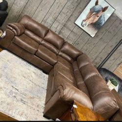 Leather Coffee 2 Piece Bladen Sectional Couch 🔥 Living Room 💥 Fastest Dlivery 🚚