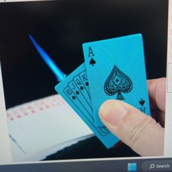 Aqua blue playing card jet Lighter Torch Butane Gas 
