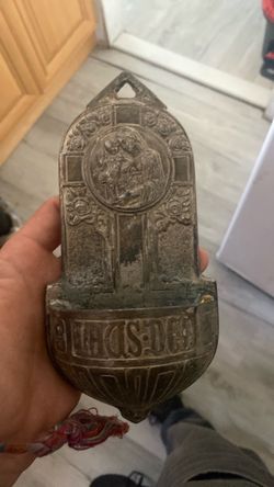 Antique Metal Religious Holy Water Font