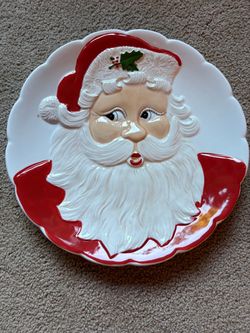Vintage Marketplace Ceramic Santa Face Serving Plate