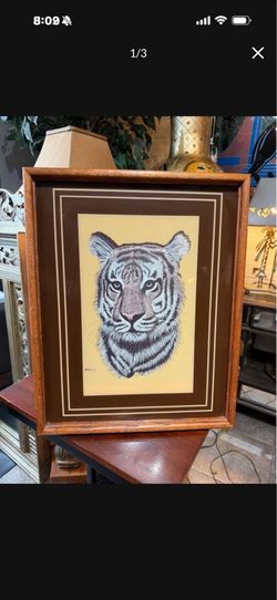 21 by 17 vintage signed by the artist, beautiful tiger 🐅