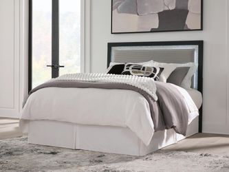 Maeling Black/Gray Queen UPH Panel Headboard