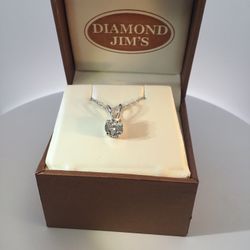 Lady’s White 14Karat Pendant Length With One 1.67Ct Round Beautiful Diamond 