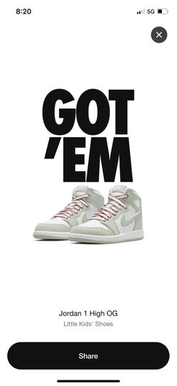 Air Jordan 1 Seafoam - Size 3Y