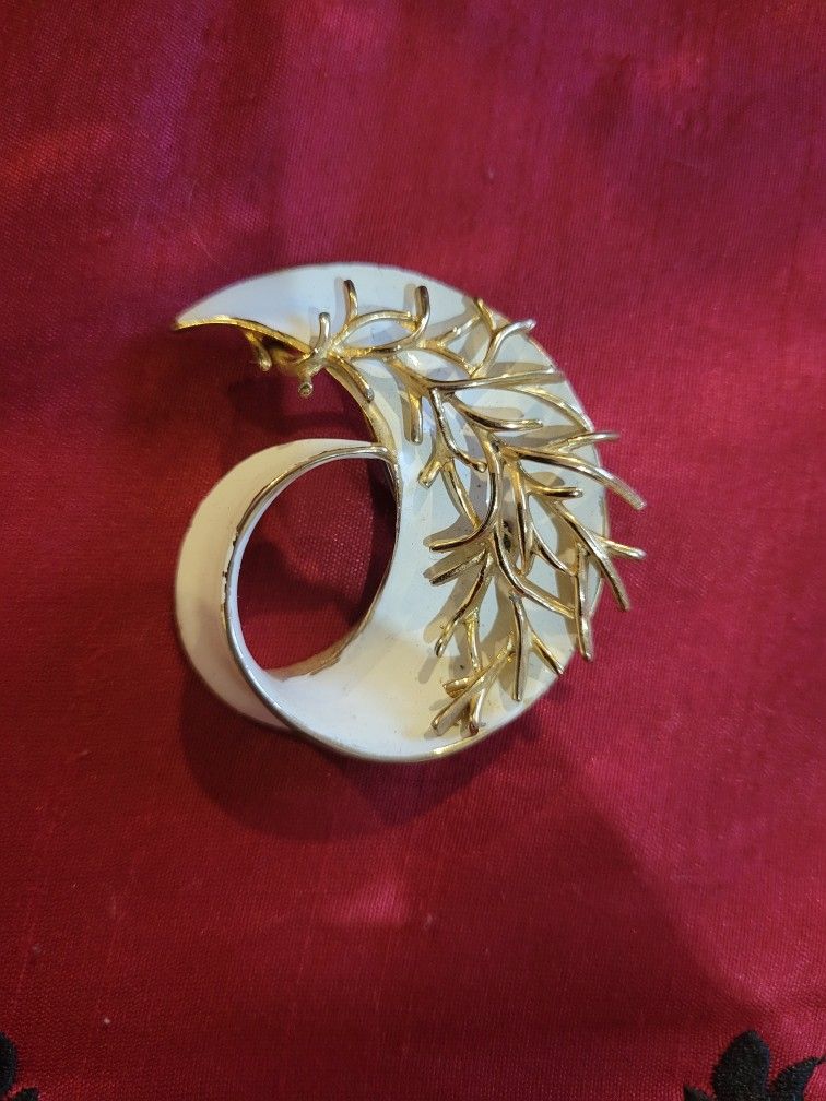 White And Gold Twig Brooch