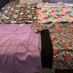 Four Multi-colored Scrub Tops