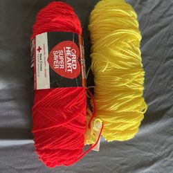 Red Heart Super Saver Yarn Red Yellow  About 13oz